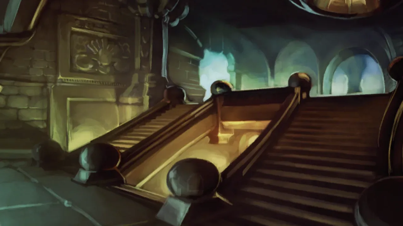 Bronze stairs and titan machinery in the Halls of Lightning