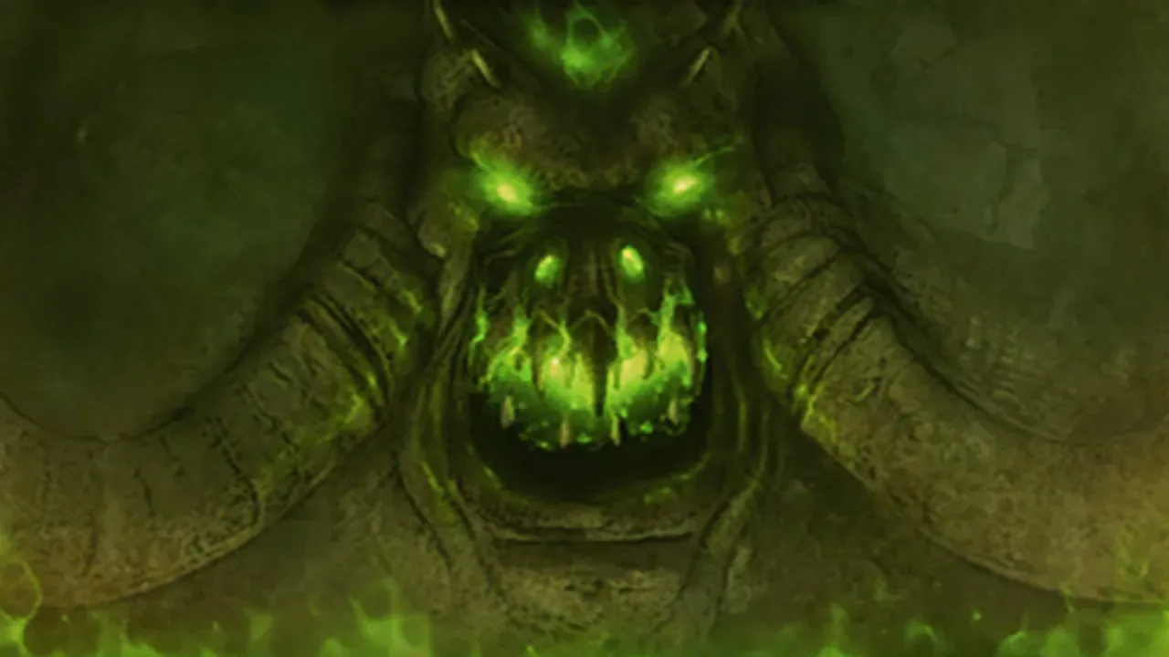 Magtheridon's face glowing with fel fire