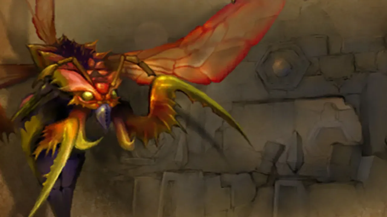 A qiraji wasp among the sandstone ruins