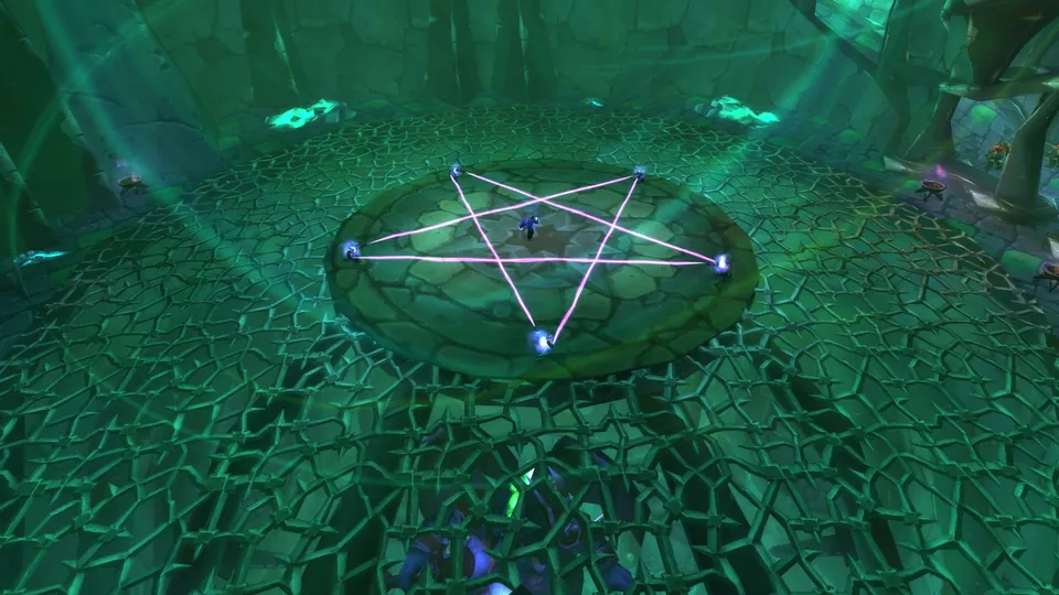 A glowing ritual circle on the floor of the Blood Furnace
