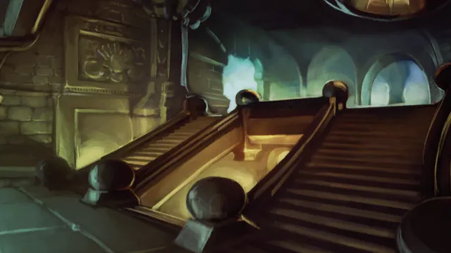 Bronze stairs and titan machinery in the Halls of Lightning