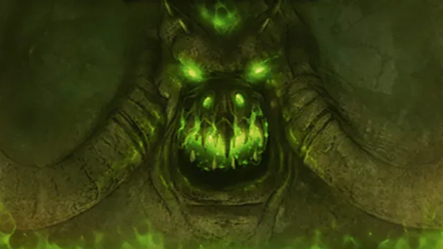 Magtheridon's face glowing with fel fire