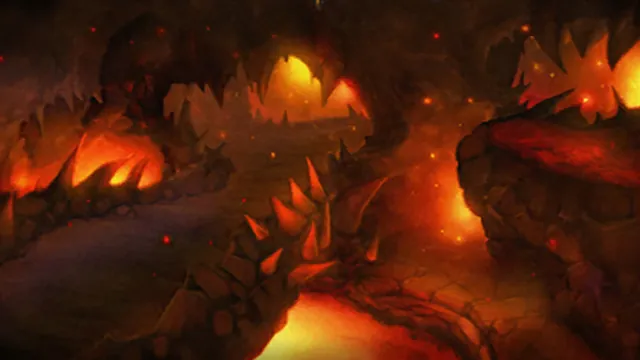 Molten rock and lava pools in the caverns beneath Orgrimmar