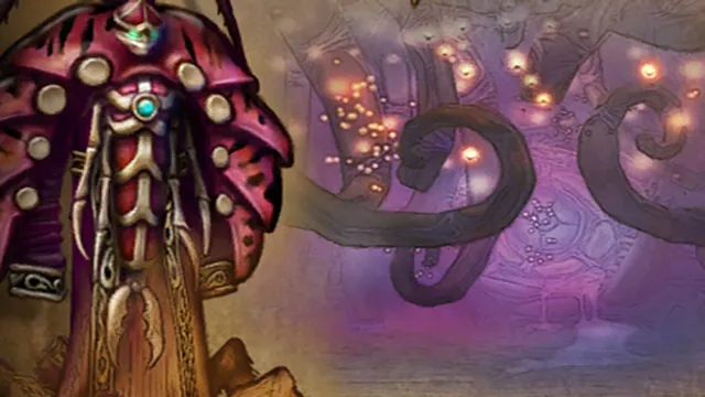 A qiraji warrior before C'Thun's tentacles in the temple
