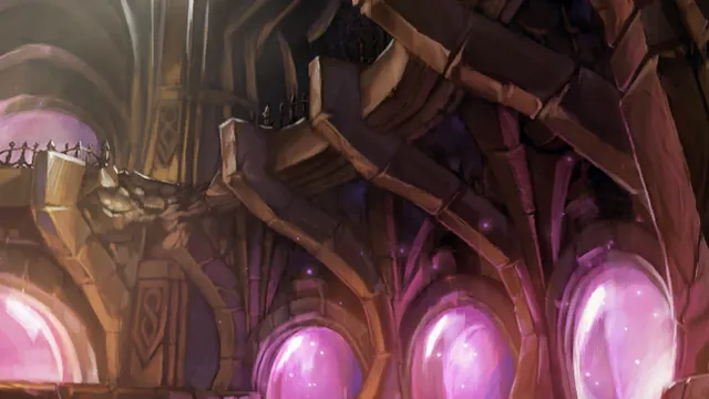 The Violet Hold's prison cells glowing behind pink arcane wards