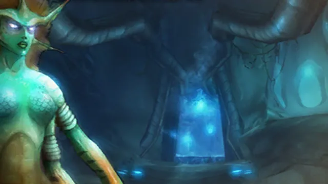 A glowing pump chamber in Coilfang Reservoir beside Lady Vashj