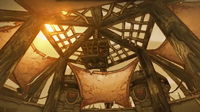 The wooden ring of Nagrand Arena under the Outland sky