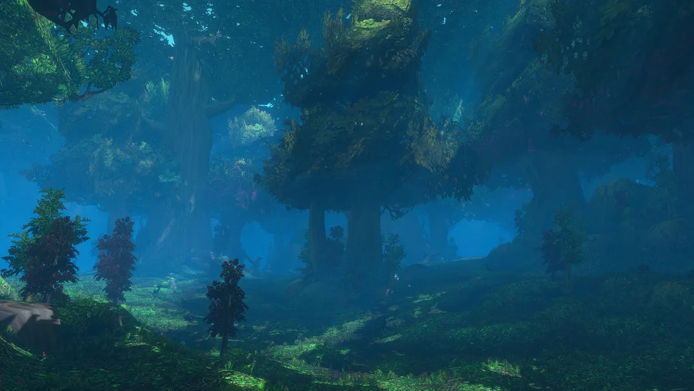 Forever preview of forest atmosphere, lighting, and mist