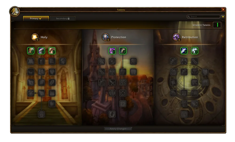 Official Paladin talent trees in WoW Forever