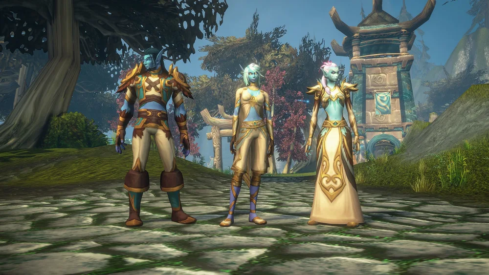 Skyborne characters in their elemental-themed starting area