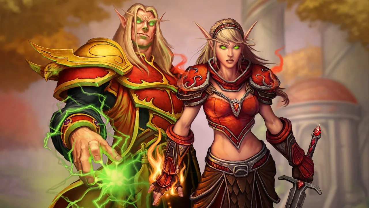 Male and female Blood Elves in official Blizzard artwork